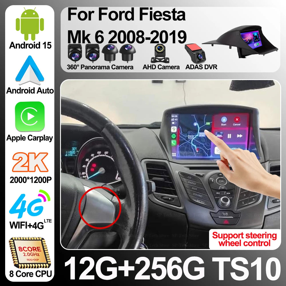 Car Radio Carplay Android 16 For Ford Fiesta Mk 6 2009 2010 2011 2012 2013 2014 -2018 Radi | AUTOKITSHOP