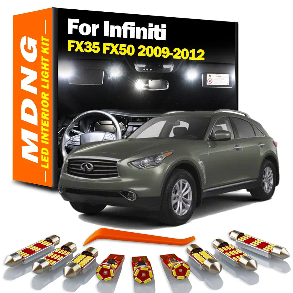 14-Piece LED Interior Light Kit for Infiniti FX35 FX50 - Canbus Error-Free Bulbs | AUTOKITSHOP