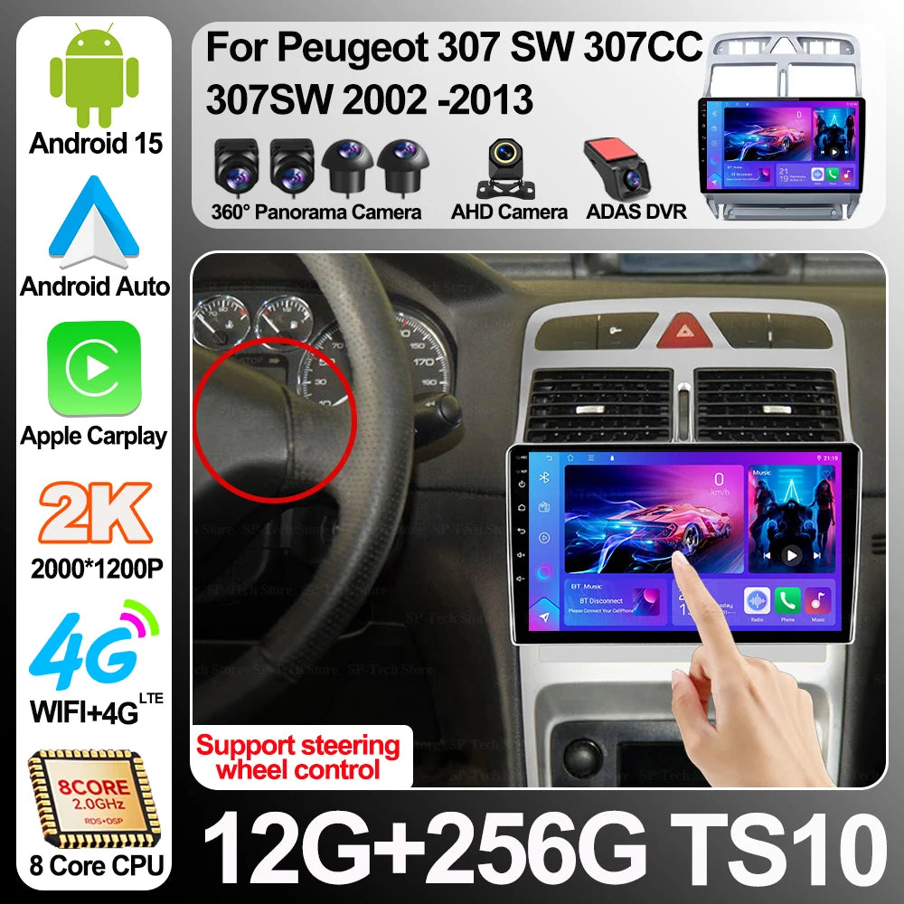 Car Radio For Peugeot 307 307cc 307sw 2002 - 2013 Multimedia Player Gps Navi Audio 2din Ql | AUTOKITSHOP