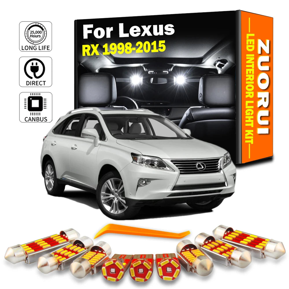 LED Interior Light Kit for Lexus RX RX300 RX330 RX350 RX400h RX450h 1998- 2012 - Canbus Dome Map Door Trunk Bulbs | A...