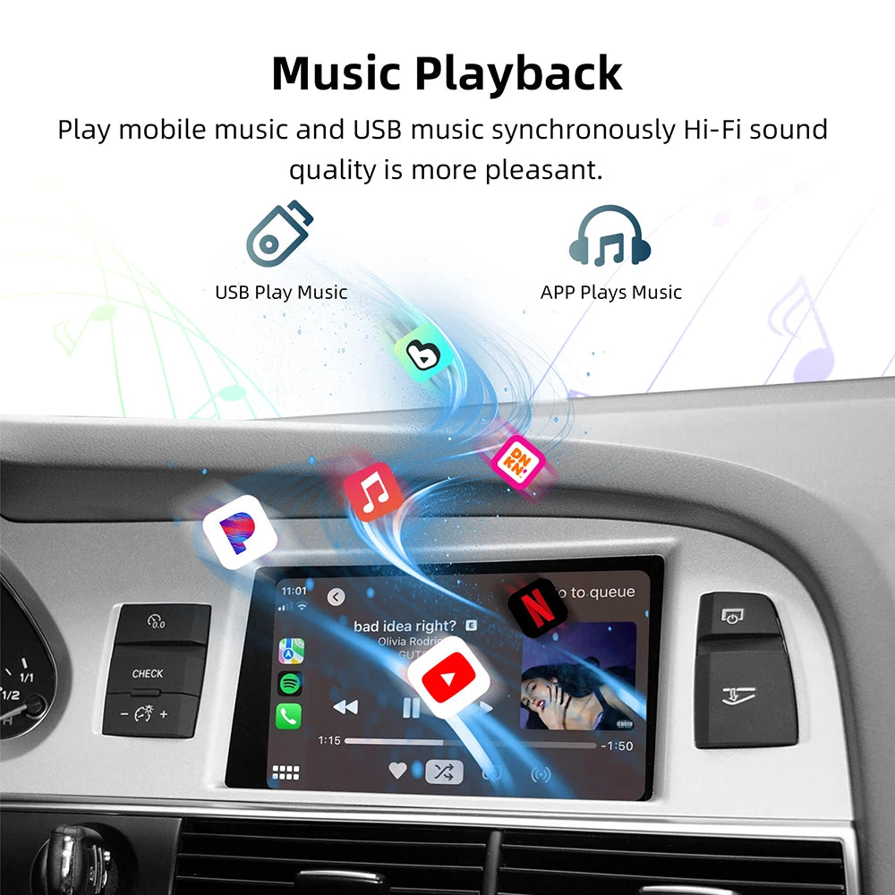 OEM Screen Upgrade Decoder Box for Audi A6,Q7 2009-2015 6.5"/7" Screen, MMI 3G with CarPla