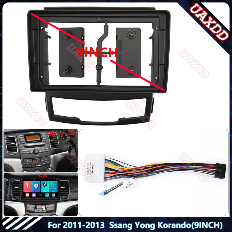 For 2011-2013 Ssang Yong Korando 9INCH DVD CD Radio Android Harness Screens Accessories Na