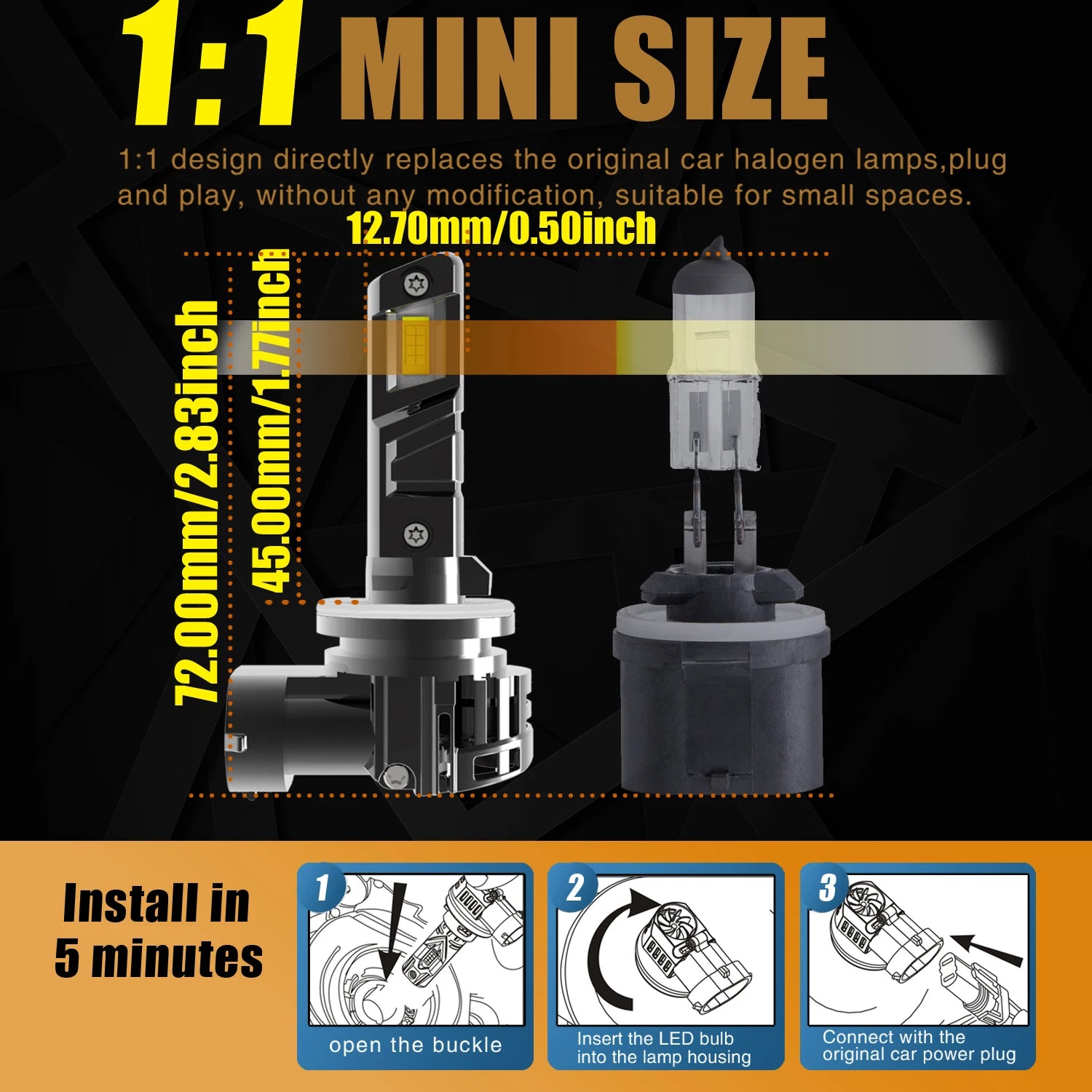 2x H27 880 Led Headlight Canbus No Error Car Bulb High Power H27W1 White Fog Light Diode L