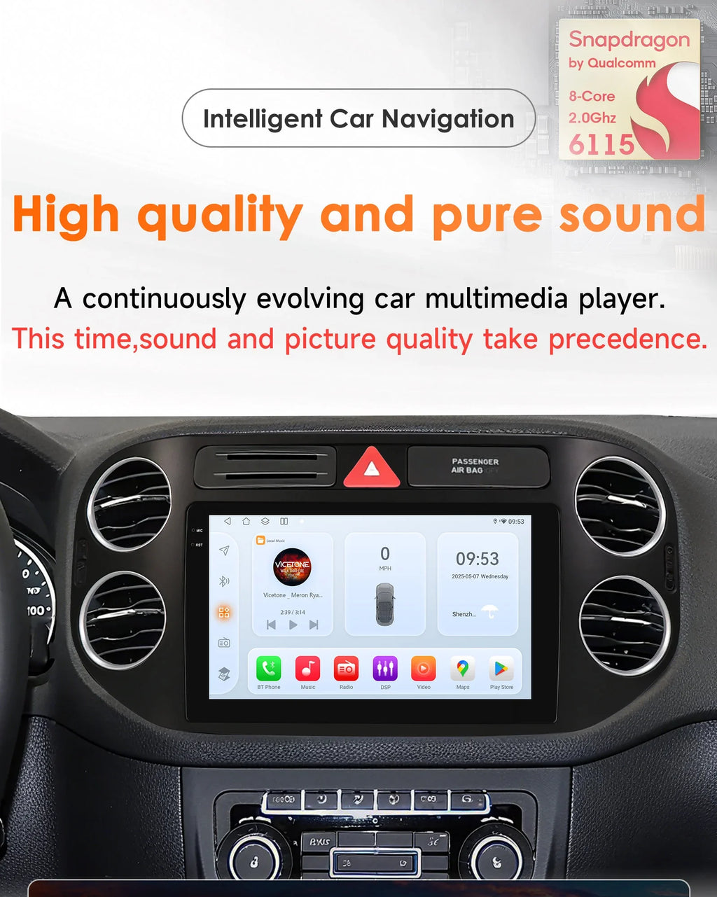 Android14 Carplay For Volkswagen Vw Tiguan 1 NF 2006-2016 Autoradio Car radio BySnapdragon