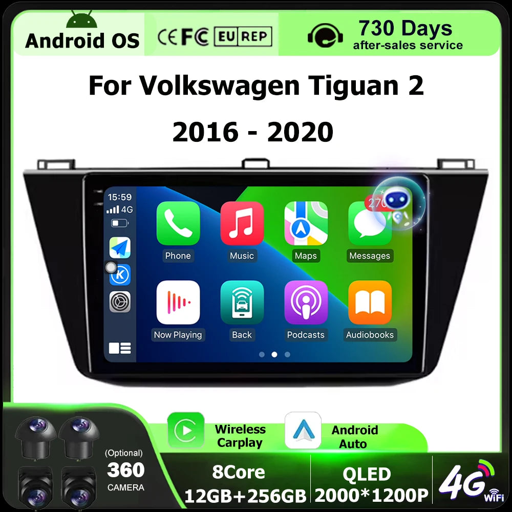 Wireless Carplay For VW Volkswagen Tiguan 2 2016 - 2020 Android 16 Auto Car Radio Multimed