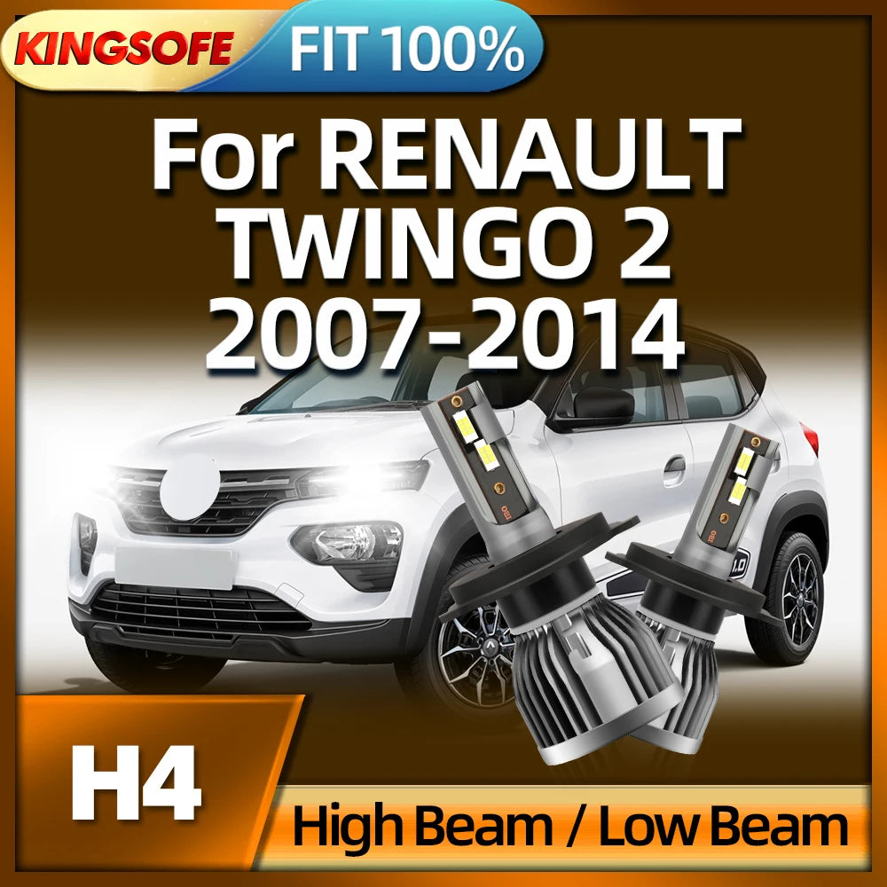 KINGSOFE H4 LED Car Lights Auto Headlight 6000K For RENAULT TWINGO 2 2007 2008 2009 2010 2
