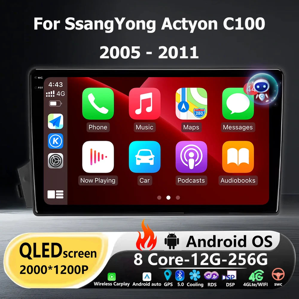 9 Inch For SsangYong Actyon C100 2005 - 2011 Android 16 Auto Car Radio Multimedia Video Pl