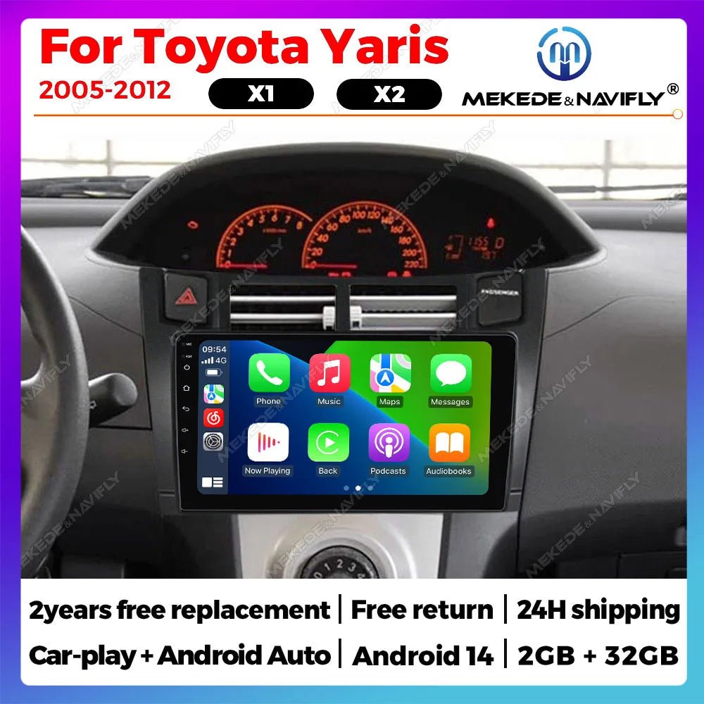 Car radio Android 14 For Toyota Yaris XP90 2007 2005 -2012 Multimedia Player car intellige