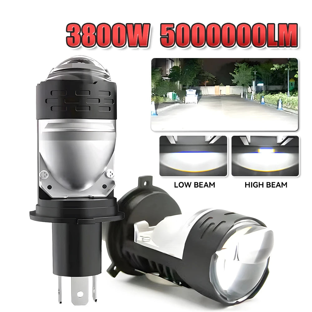 H4 Bi Mini LED Projector Lens LHD RHD Car Bulbs Hi/Low Beam Auto Headlight 3800W 5000000LM