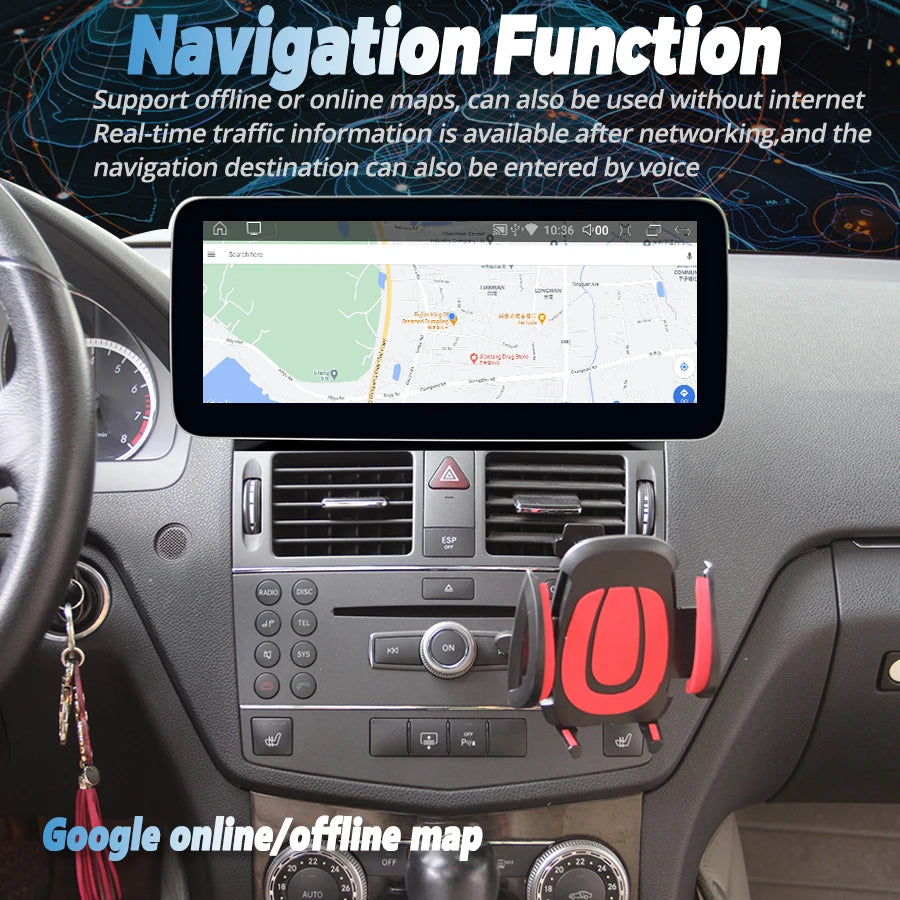 CARPLAY For Benz C class W204 S204 C230 C180 C200 C260 C300 2008 GPS Stereo Android 13 Qle | AUTOKITSHOP