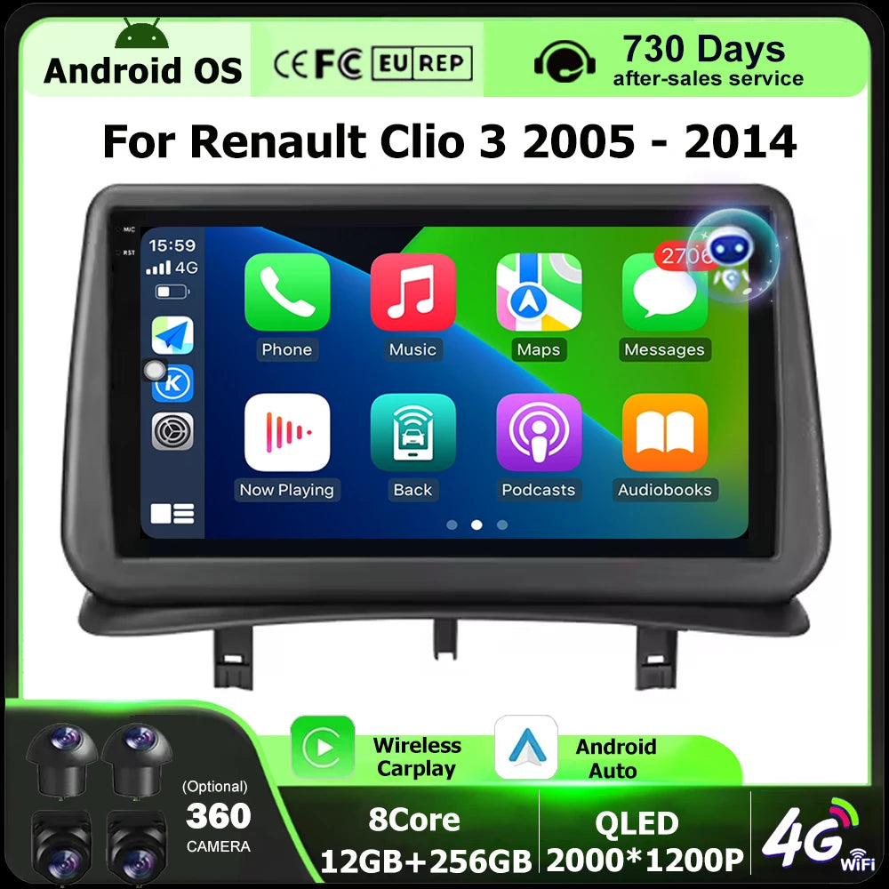 Car Radio Multimedia Video Player GPS Navigation Stereo For Renault Clio 3 2005-2014 Andro