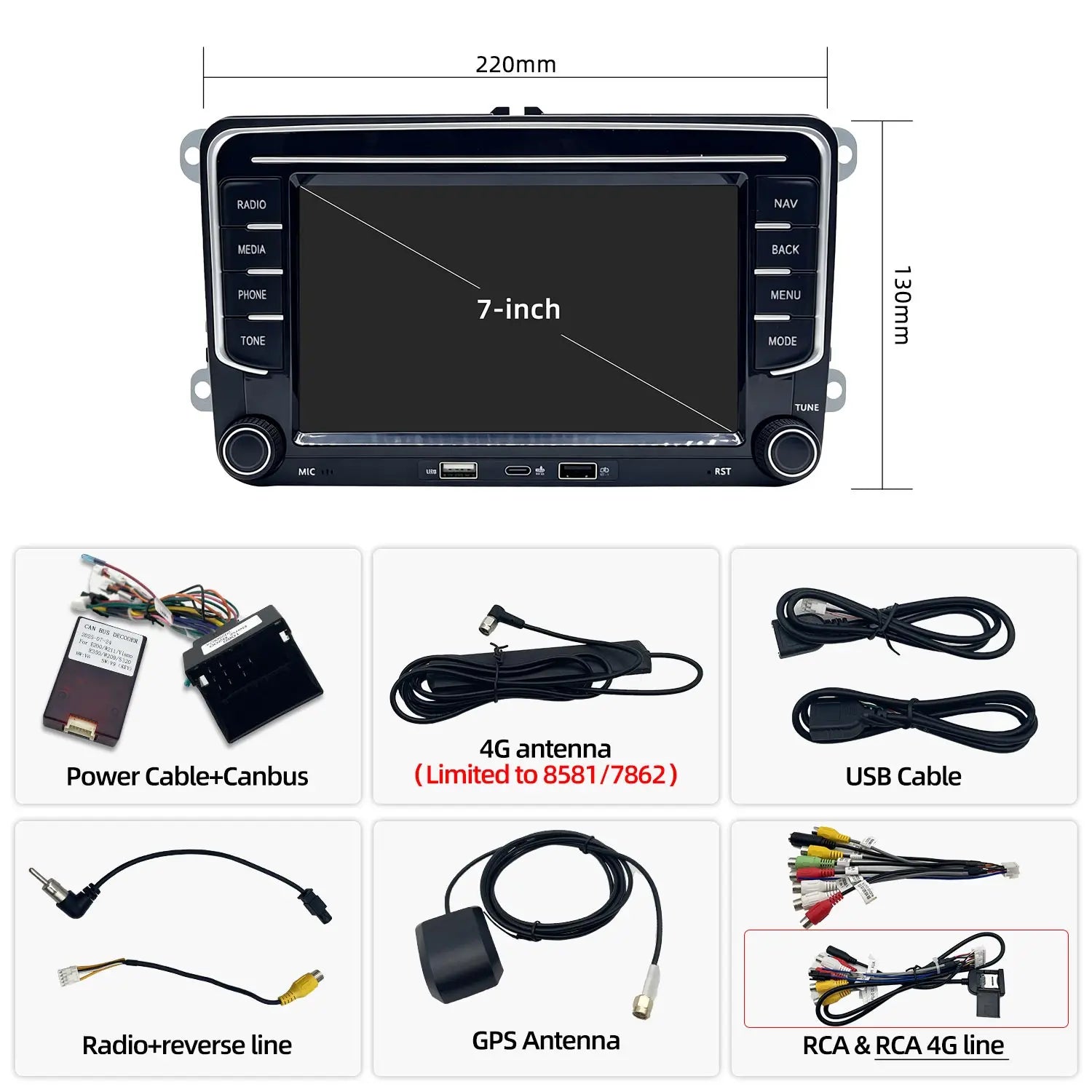 Wireless CarPlay Android Car Radio For Volkswagen Golf Jetta Passat Tiguan Skoda Octavia M
