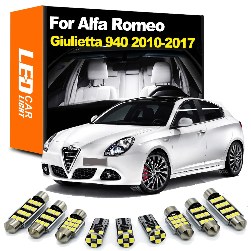 13-Piece LED Interior Light Kit for Alfa Romeo Giulietta 940 2010-2014 - Canbus Dome Map Door Trunk Bulbs | AUTOKITSHOP
