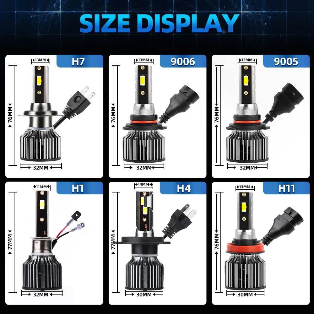 KINGSOF Car Light H1 H7 LED Headlight 20000Lm 100W CSP Chip 6500K White Hight Low Beam Bul