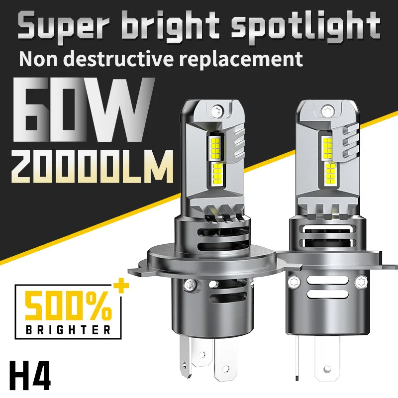 H4 Car LED Headlight Bulb 9003 Fan With Canbus High & Low Beam HB2 Auto Light Turbo Led Di