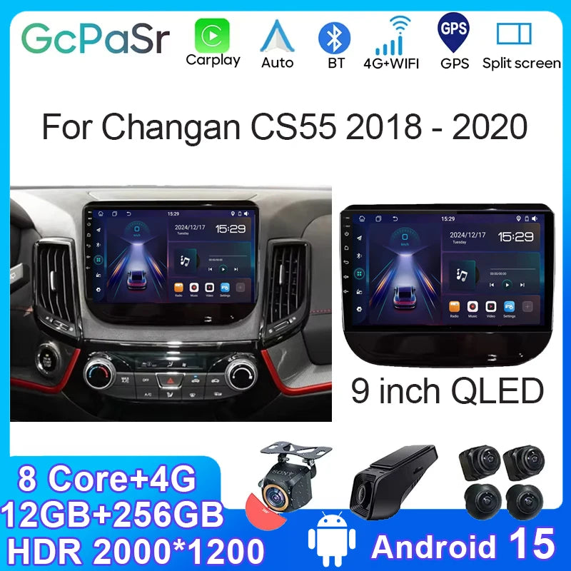 Android 15 WIFI 5G Car Radio For Changan CS55 2018 - 2020 Auto Multimedia Carplay Player S