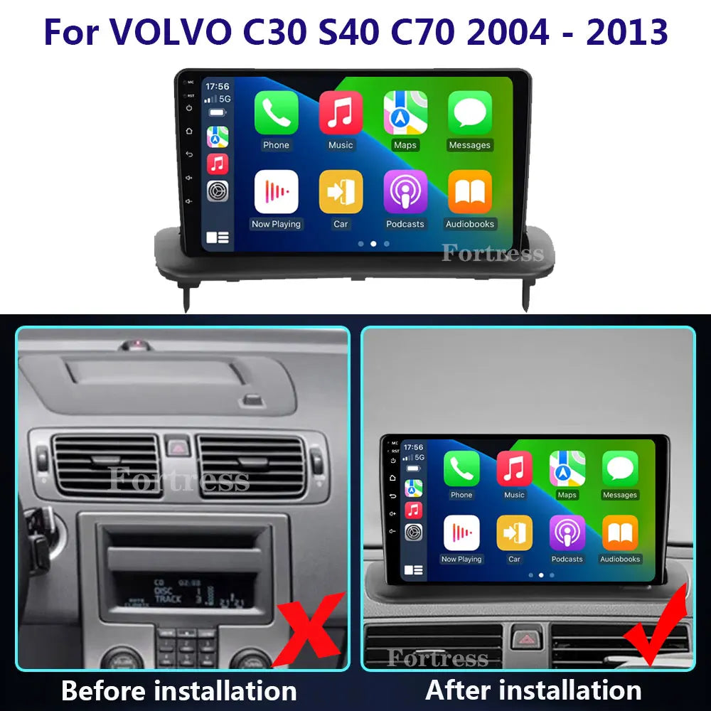 Android 16 Carplay Auto Car Radio For VOLVO C30 S40 C70 2006-2009 2010 2011 2012 GPS Navig