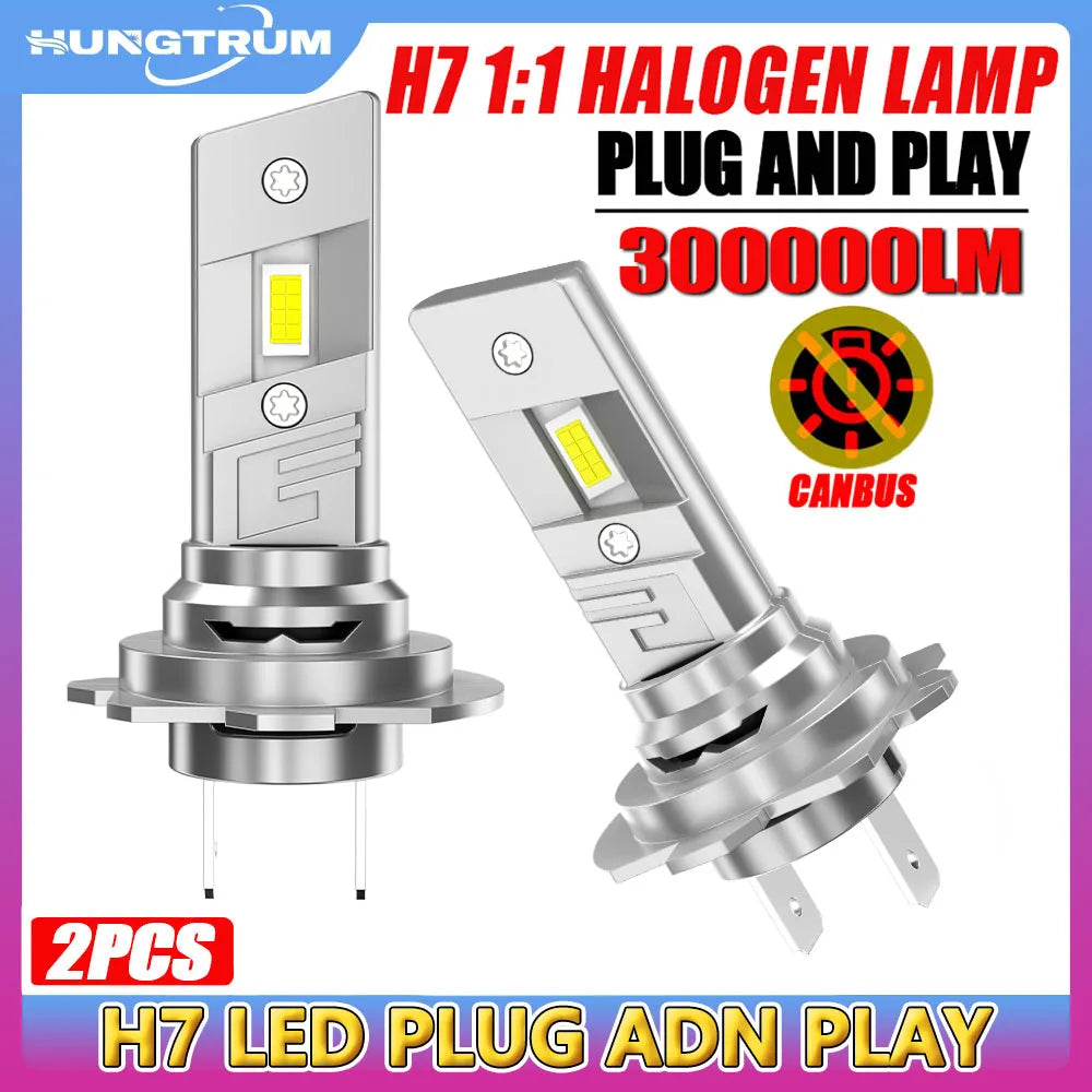 H7 Led Bulb 1:1 Halogen Size Wireless Car Headlight Plug And Play 16 Core 7035 CSP CHIPS 6
