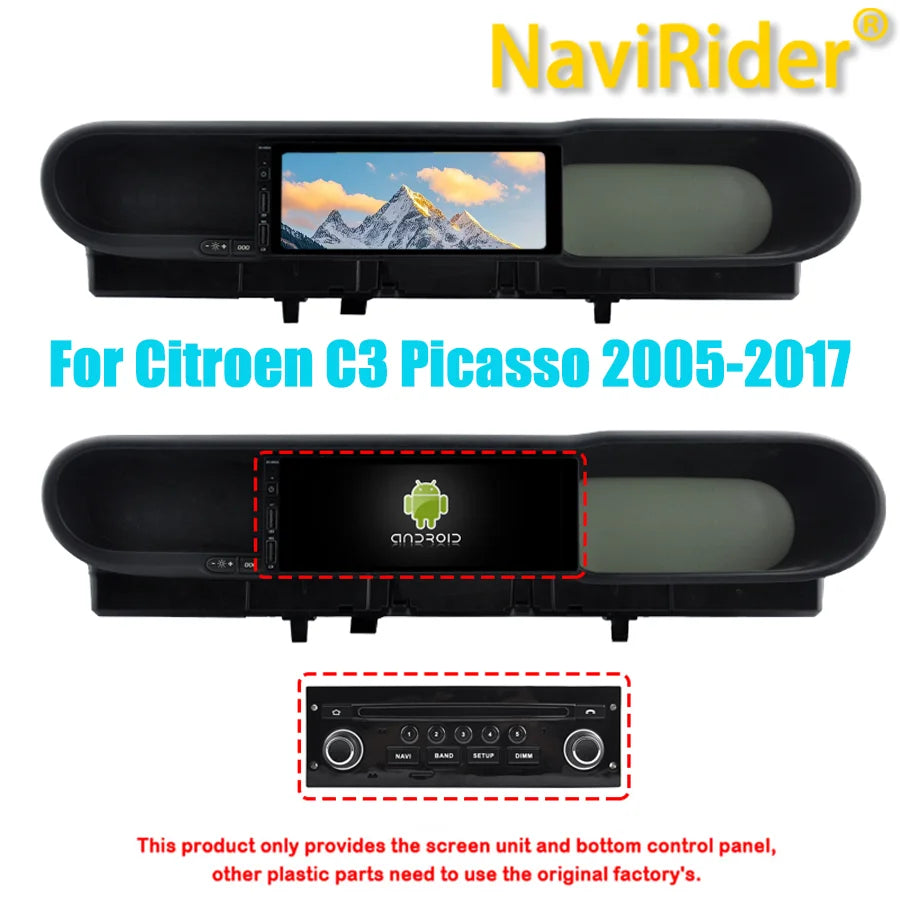 6.86" OEM Android15 Car Radio No DVD Loader For Citroen C3 Picasso 2005-2017 Bluetooth Mul | AUTOKITSHOP
