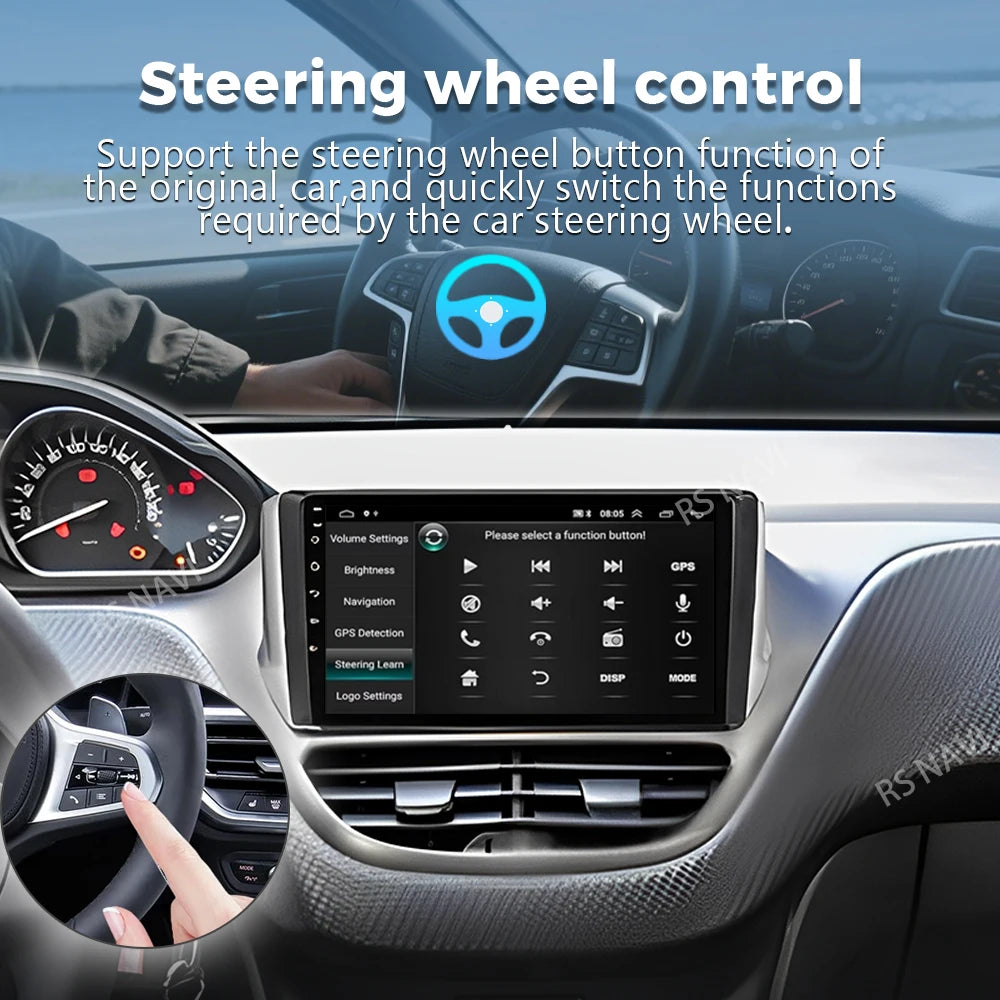 Plug and Play Android 16 For Peugeot 208 2008 2012-2018 2K QLED Android Car Radio Multimed