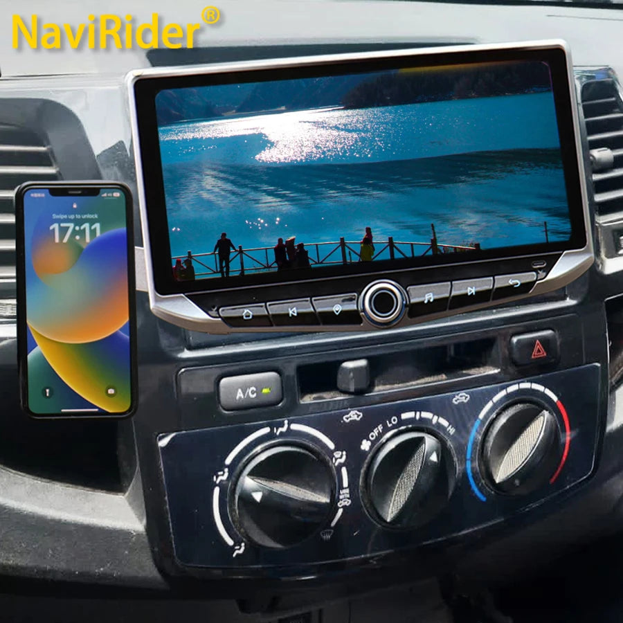 10.88" Android 14 Qled Screen For Toyota Fortuner Hilux MT 2007- 2015 Mobile Charging GPS