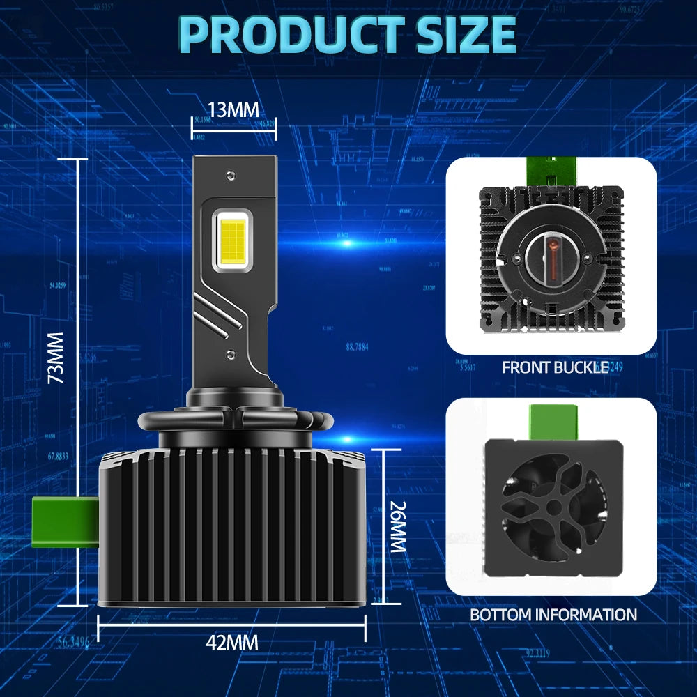 6000K LED Headlights HID D3S Turbo Canbus Car Light Bulbs 30000LM For VW Volkswagen Touare