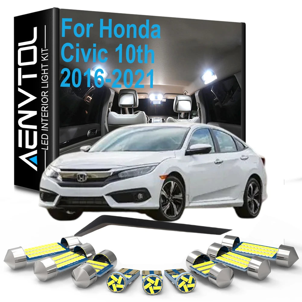 12-Piece LED Interior Light Kit for Honda Civic MK10 - Canbus Error-Free Interior Bulbs