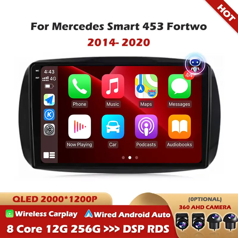 For Mercedes Smart 453 Fortwo 2014 2015 2016 2017 2018 2019 2020 Android 16 Wireless Carpl
