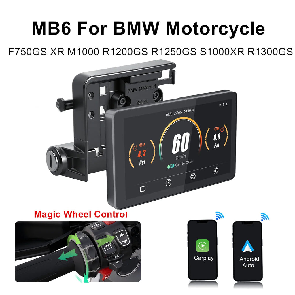 Wireless CarPlay Motorcycle Android Auto Portable Digital Dashboard Navigation Screen For