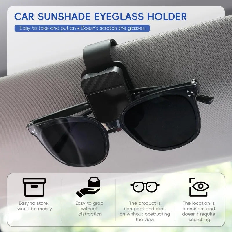 Car Sun Visor Sunglasses Clip Holder Universal Stable Glasses Hanger Card Ticket Organizer Inter - Automotive LED Light