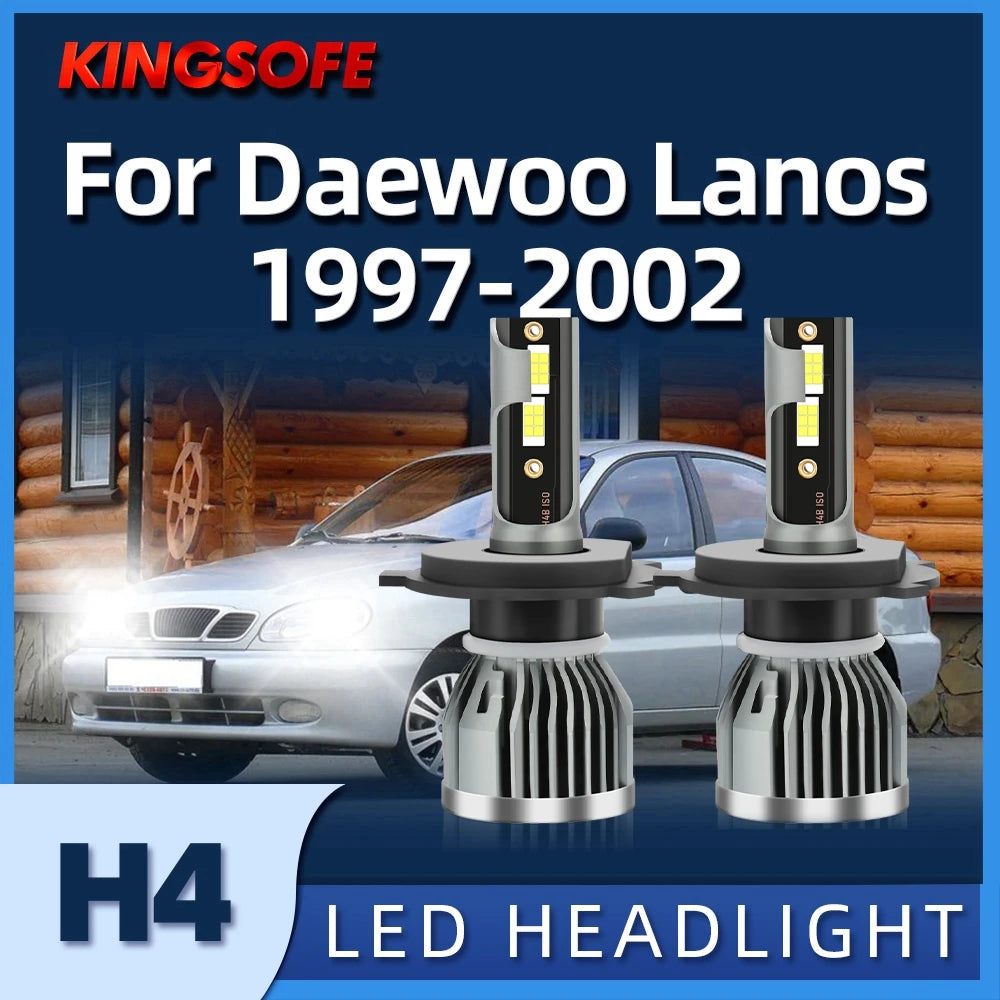 Roadsun 2Pcs Car Headlight H4 Led 26000LM Bulbs 6000K Lamp Fit For DAEWOO Lanos 1997 1998