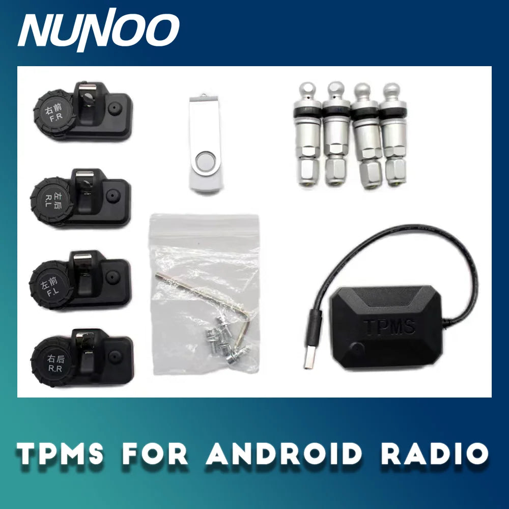 Nunoo USB TPMS Android Car Tire Pressure Monitor With 4 Internal Sensor Alarm System Displ