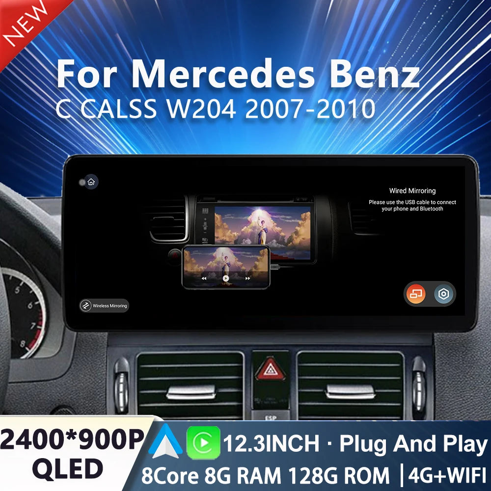 Android 15 Wireless Carplay Car Radio for Mercedes BENZ C CALSS W204 2007 - 2010 Video Mul | AUTOKITSHOP
