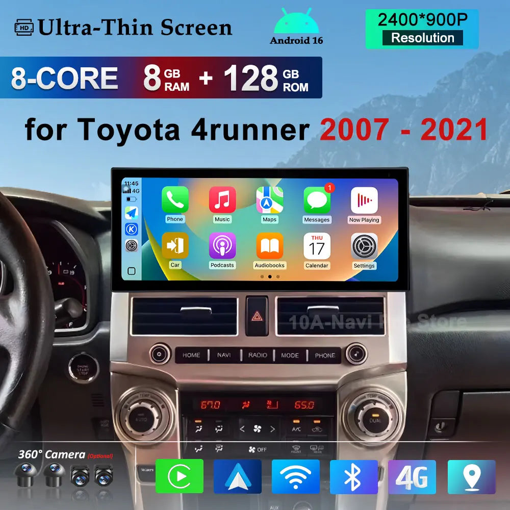 for Toyota 4runner 2007 - 2021 Android 16 GPS Navigation Head Unit Car Radio Video Audio M