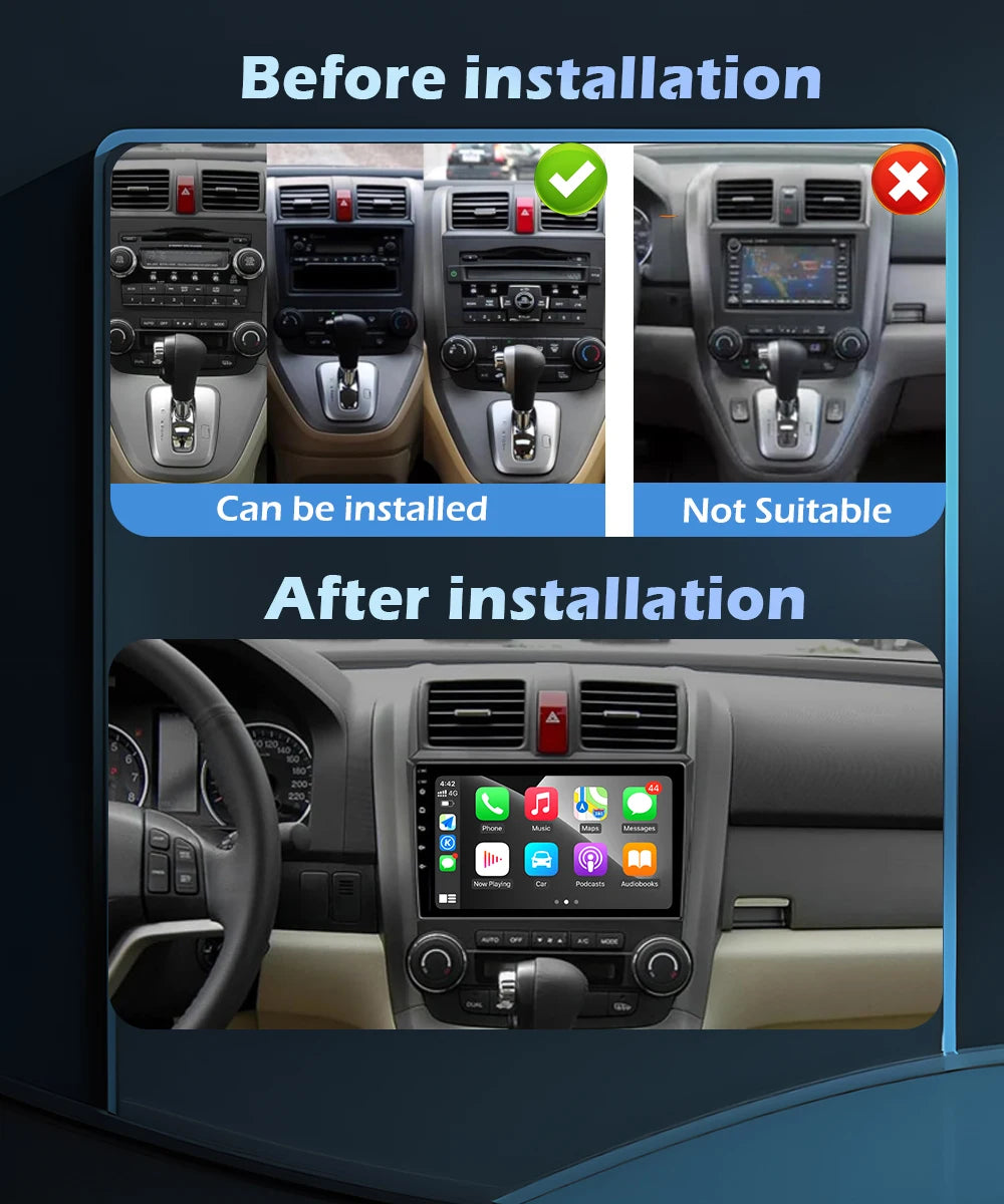 Android 16 Wireless CarPlay For Honda CRV CR-V 3 2007-2011 Car Radio Multimedia Video Play