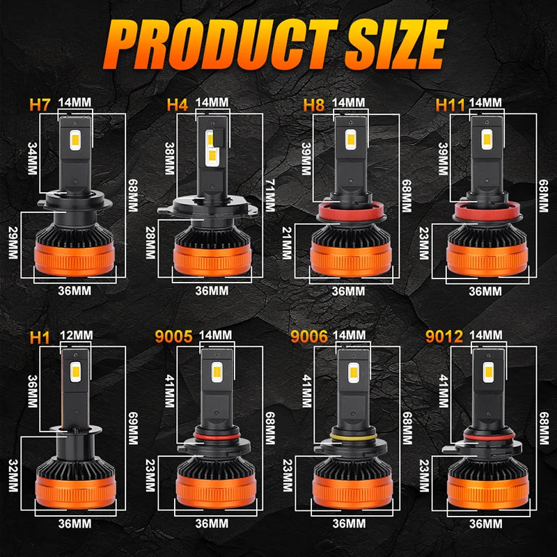 1/2/4PCS High Power H7 H1 H11 H4 Led Lights H8/H9 9005/HB3 9006/HB4 9012/HIR2 Led automoti