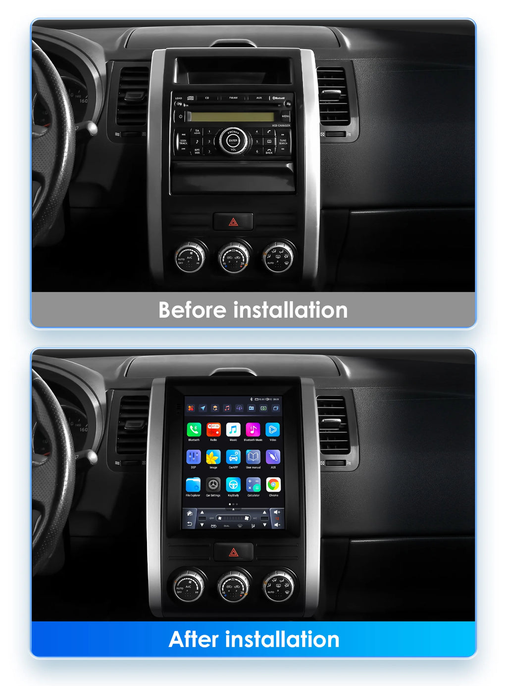 9.7'inch 2Din Carplay Android 13 Car Radio For Nissan X-Trail X Trail 2 T31 MX6 2007-2015