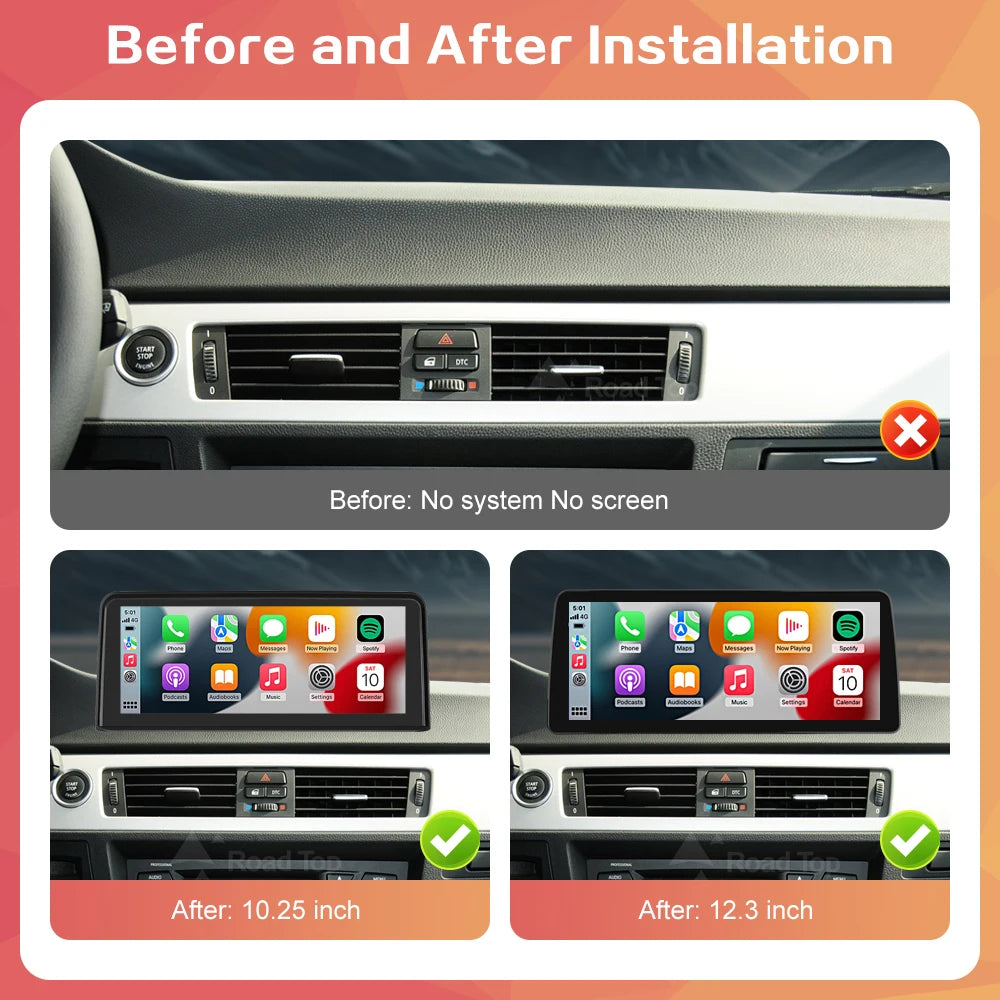 Road Top Wireless CarPlay Android Auto Car Multimedia Display Screen for BMW 3 E90 E91 E92 | AUTOKITSHOP