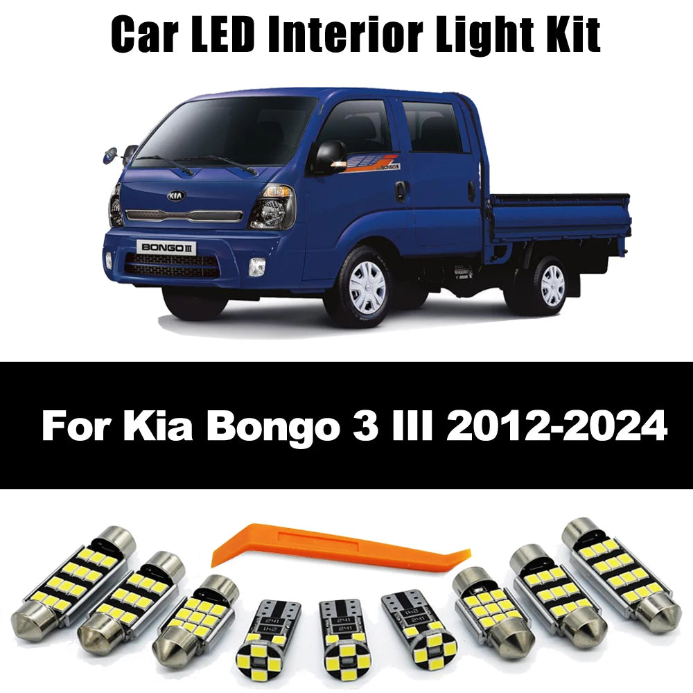 ZITWO 8Pcs Car LED Interior Dome Map Plate Light Kit For Kia Bongo III 3 MK3 2012- 2019 2020 2021 2022 2023 2024 Accessories