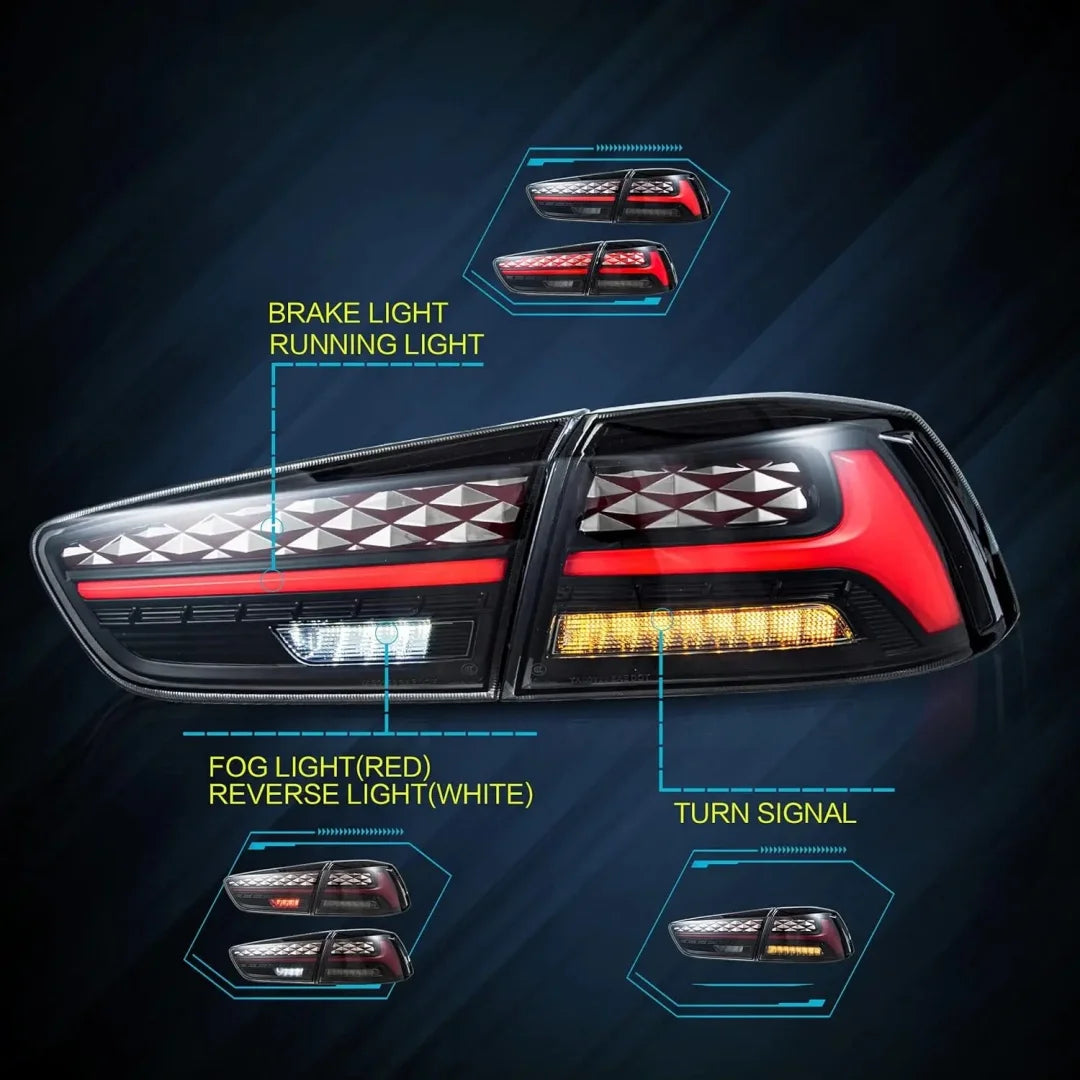 LED Tail Light For Mitsubishi Lancer&EVO X 2008-2020 Rear Lights Scanning Dynamic Animatio