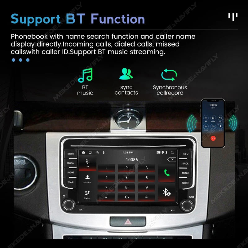MEKEDE&NAVIFLY 2Din Intelligent audio Carplay Car radio system For Volkswagen Skoda Octavi