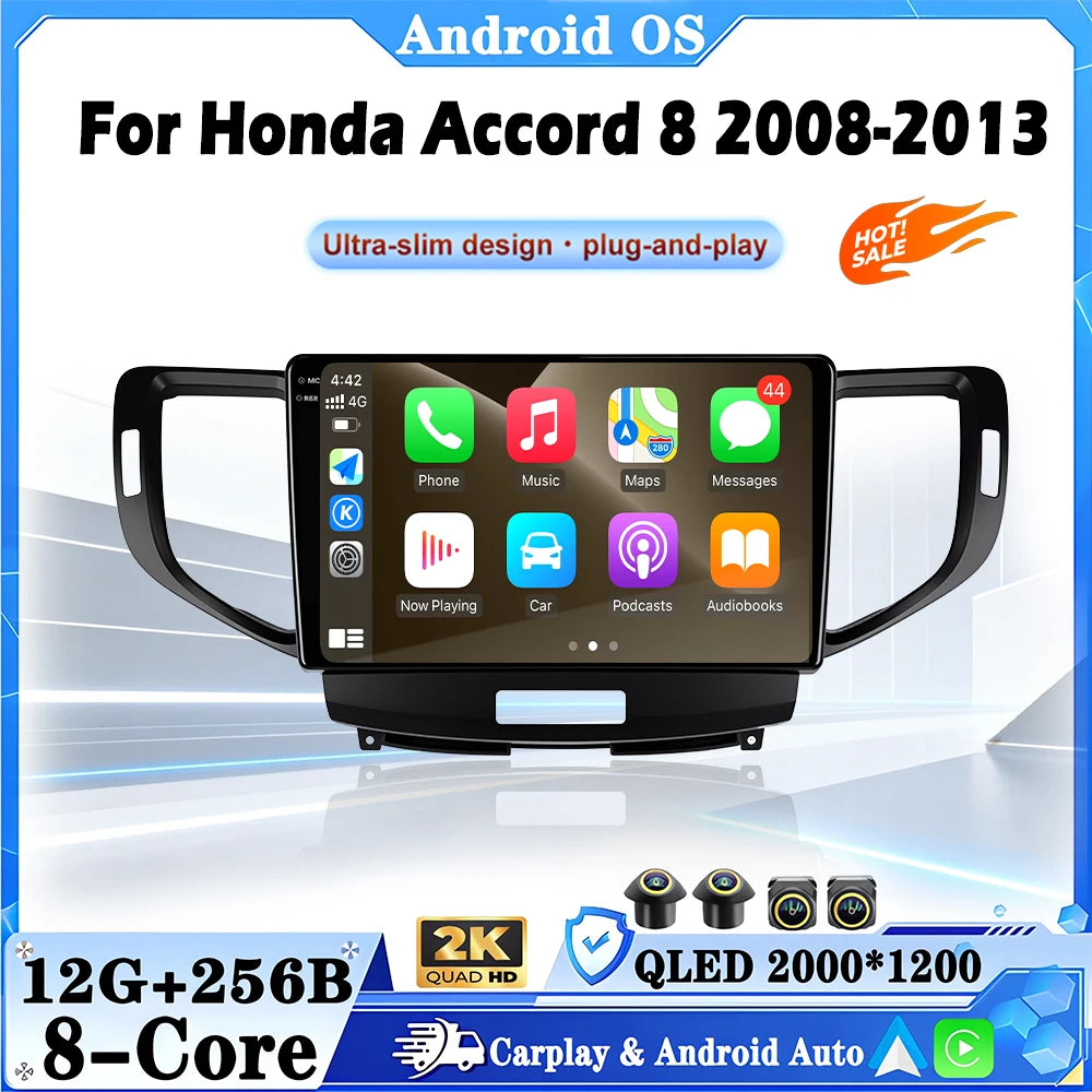 Android Auto Carplay Car GPS Navigation For Honda Accord 8 2008-2013 Bluetooth Radio playe