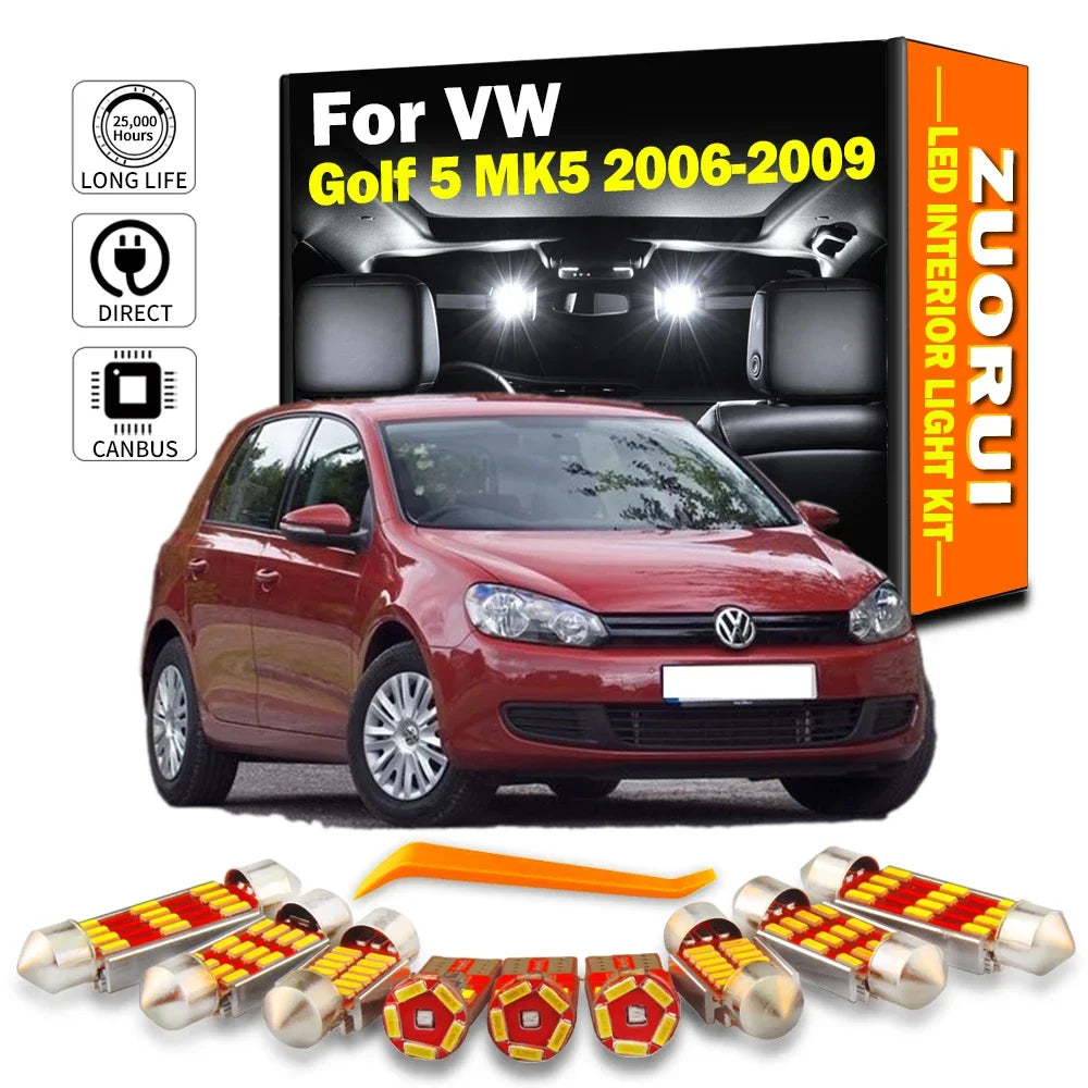 12-Piece LED Interior Light Kit for VW Volkswagen Golf 5 MK5 - Canbus Error-Free Bulbs | AUTOKITSHOP