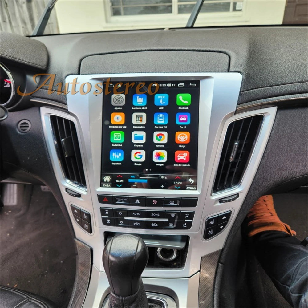 Carplay Android 14 Car GPS Navigation For Cadillac CTS 2007-2012 Tesla Screen Head Unit Mu