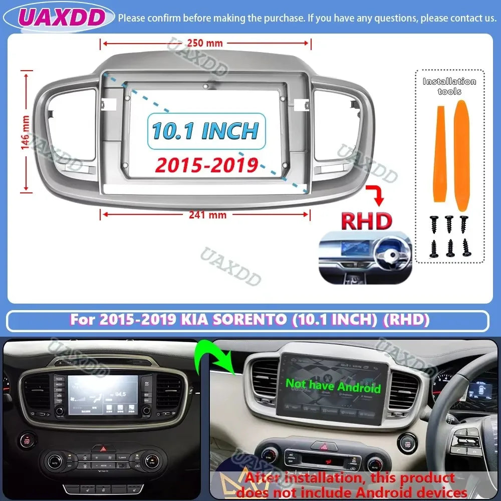 For 2015-2021 KIA SORENTO 10.1INCH 2 Din Car stereo radio Android frame panel fascia cable