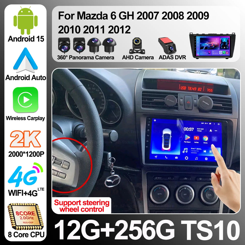Android 16 For Mazda 6 Gh 2007 2008 2009 2010 2011 2012 Car Radio Multimedia Video Player  | AUTOKITSHOP