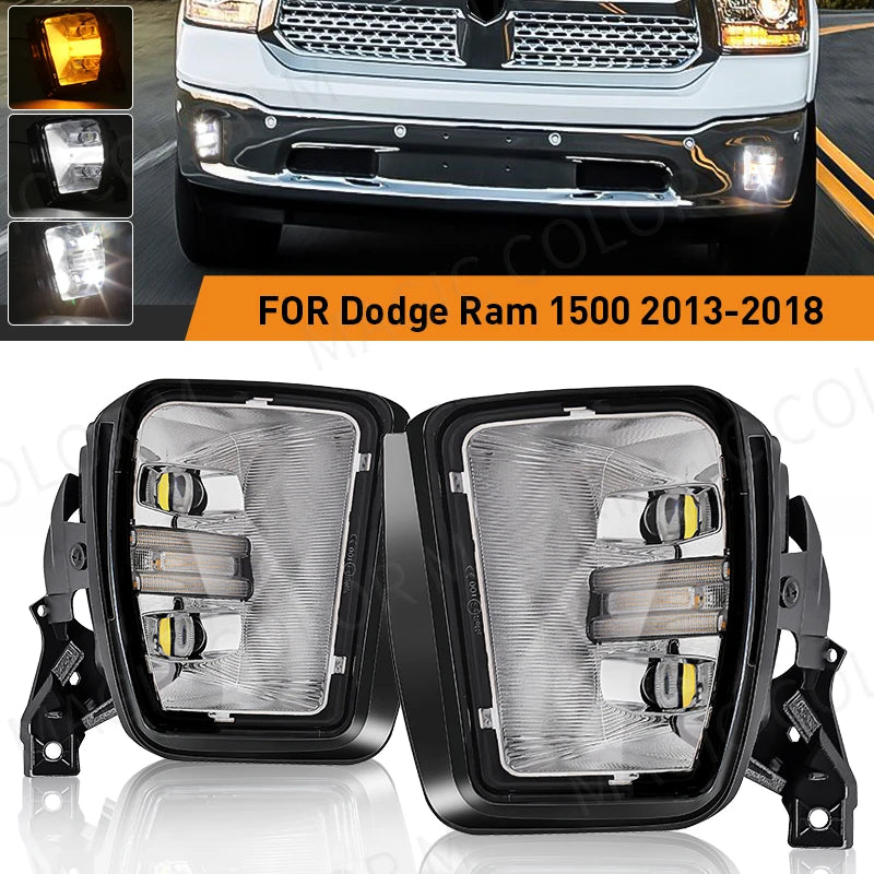 LED Fog Lamp Daytime Running Lights For Dodge Ram 1500 2013 2014 2015 2016 2017 2018 DRL T | AUTOKITSHOP