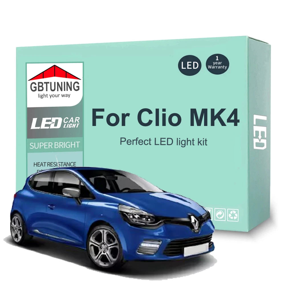 8-Piece LED Interior Light Kit for Renault Clio 4 MK4 IV 2013-2016 - Canbus Dome Map Door Trunk Bulbs | AUTOKITSHOP
