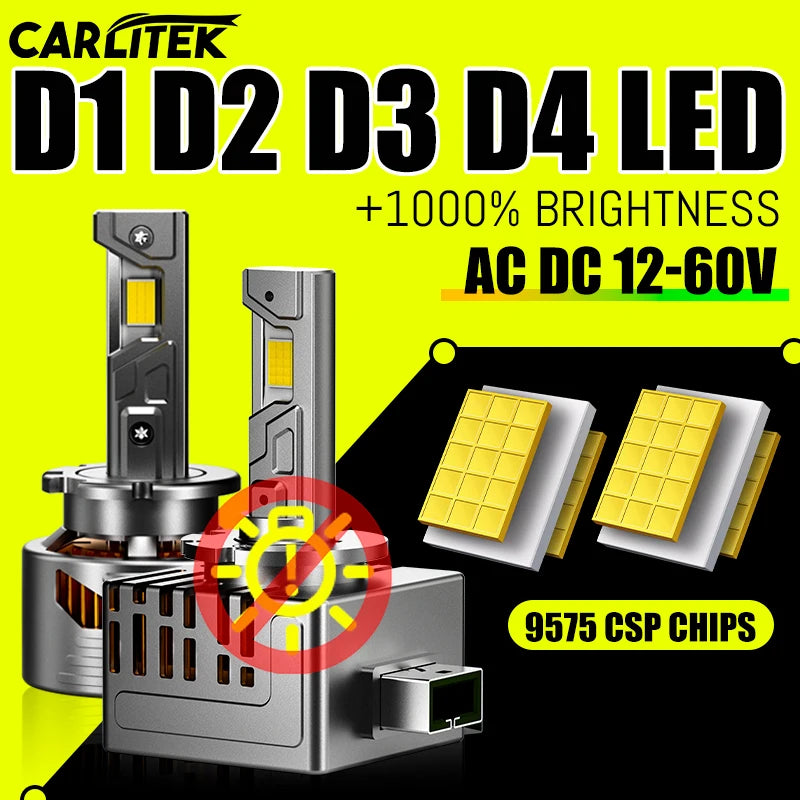 CARLitek D3S LED Canbus HID D1S D2S D4S D1R D2R D3R D4R Two-sided 9575 CSP Chip Car Light