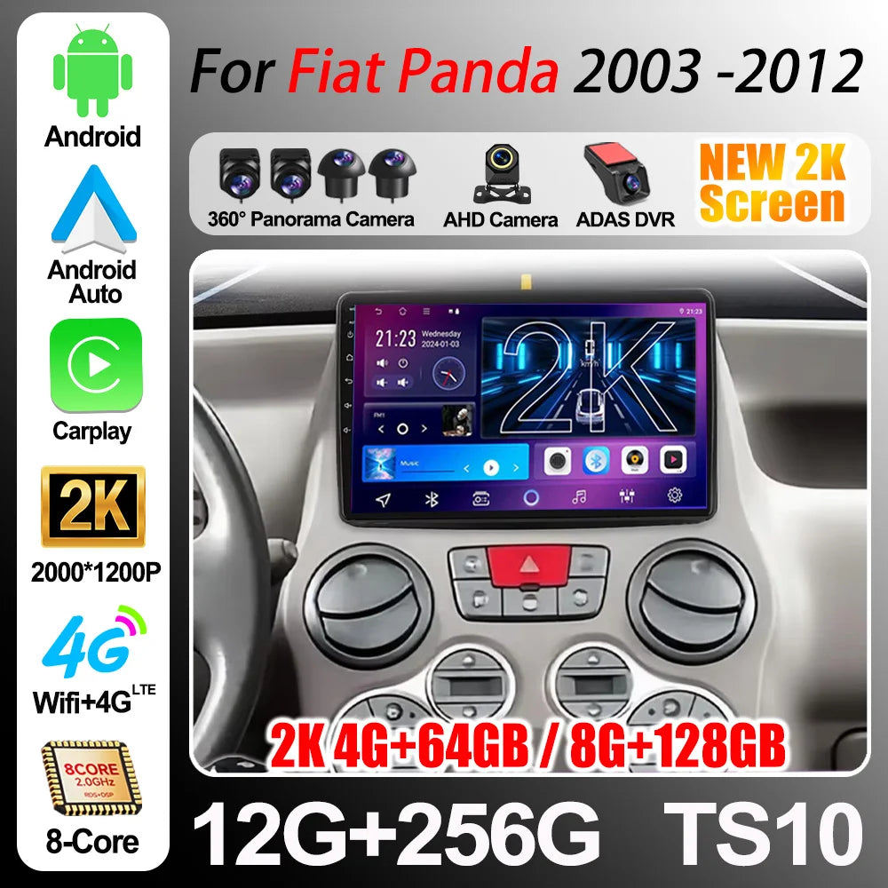 For Fiat Panda 169 2003 2004 2005- 2012 Car Radio Android 16 Carplay Auto Gps Navigation 3 | AUTOKITSHOP